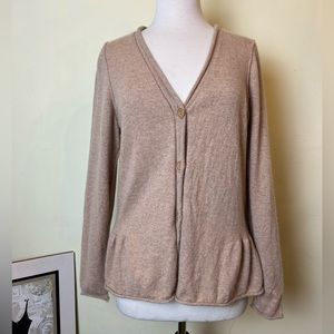 Sundance Cardigan Sweater Size L Peanut Color Long Sleeve Button 100% Cashmere